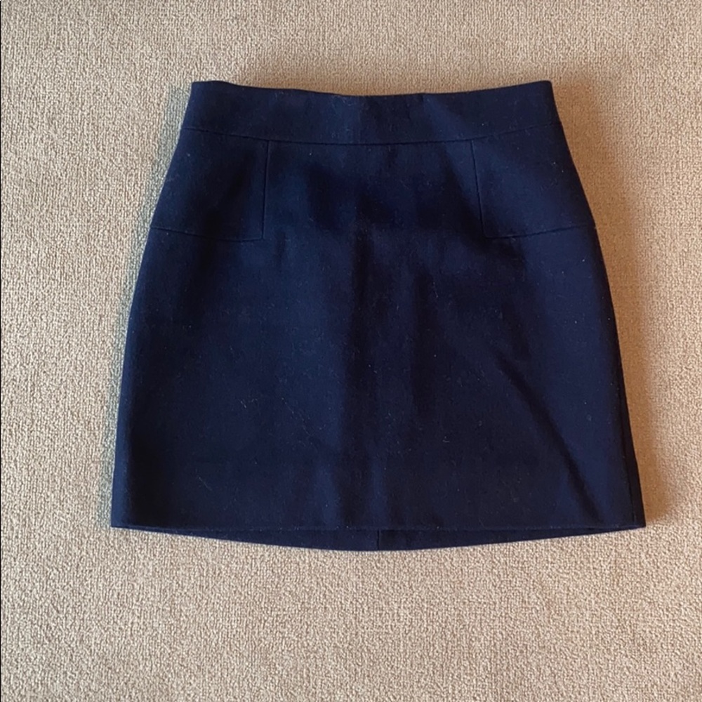 JCrew Navy Wool Mini Skirt